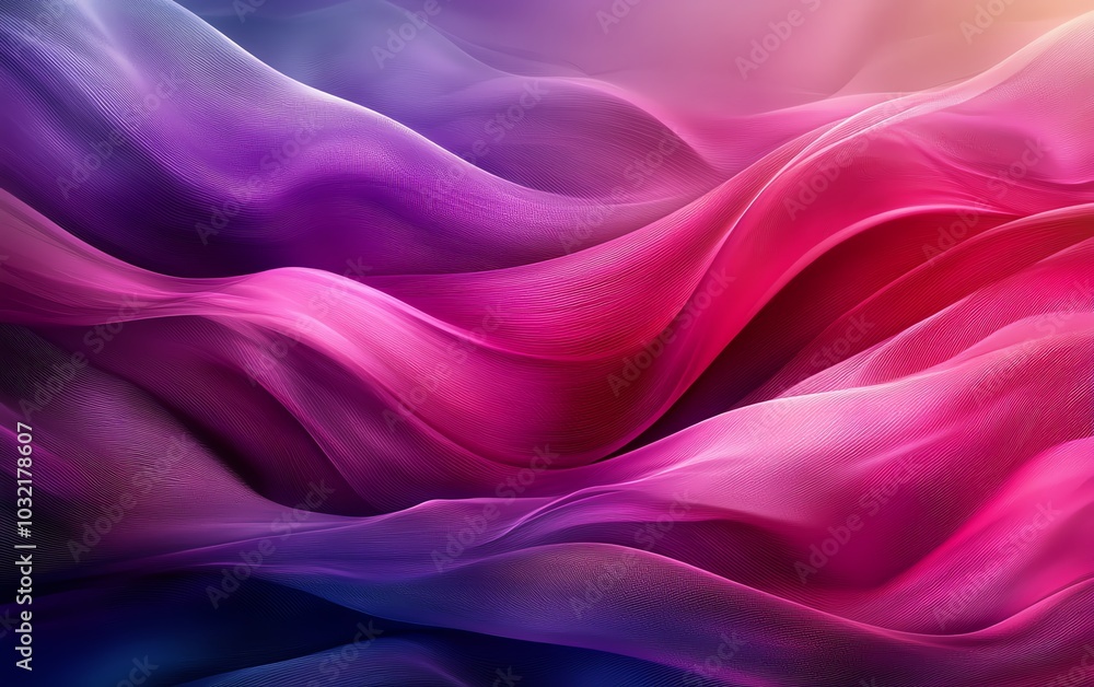 Poster a vibrant and dynamic digital art background featuring flowing waves in deep fuchsia and violet, emp