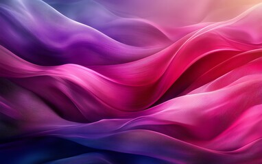 Obraz premium A vibrant and dynamic digital art background featuring flowing waves in deep fuchsia and violet, emphasizing the beauty of curved lines and rich textures