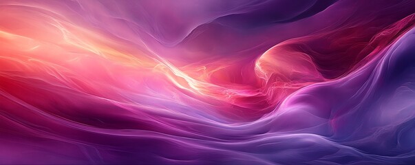 Obraz premium An elegant abstract representation of flowing waves with dark fuchsia and violet colors, showcasing dynamic textures and graceful curved lines in digital art