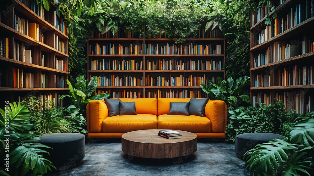 Aufkleber vibrant world book day image showcasing an eclectic stack of books in a modern library surrounded by