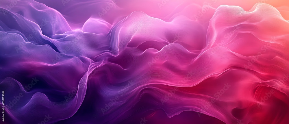 Aufkleber An eyecatching abstract background with dynamic flowing waves in deep fuchsia and violet, emphasizing rich textures and elegant curved lines in digital art