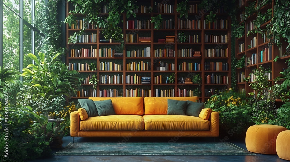 Aufkleber vibrant world book day image showcasing an eclectic stack of books in a modern library surrounded by