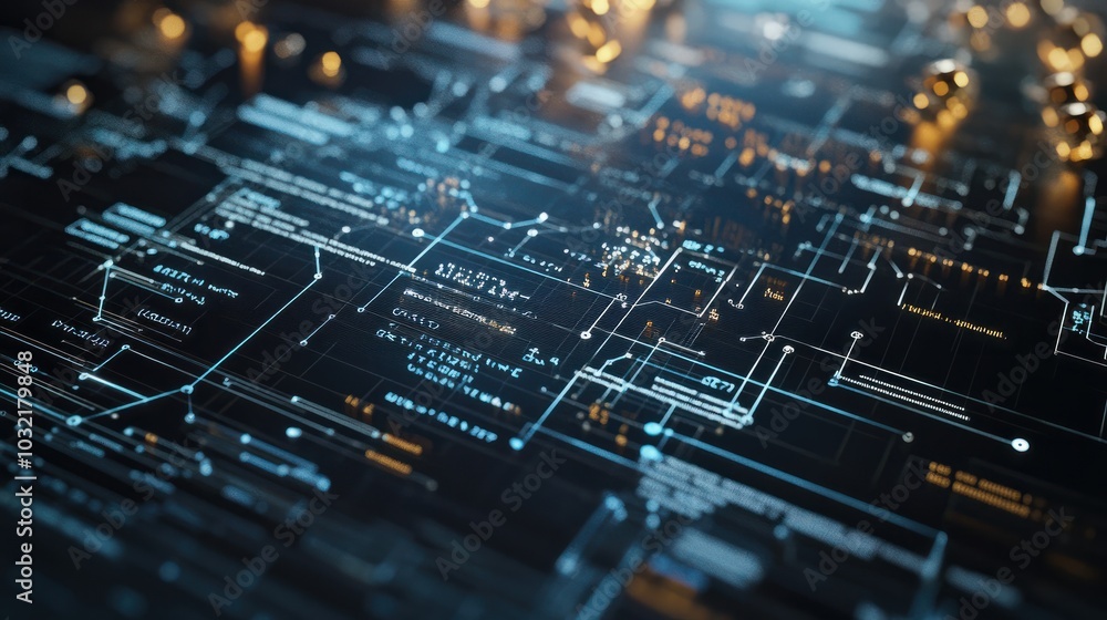 Poster close-up of intricate science formulas on a transparent computer screen, bright and precise. 32k, fu