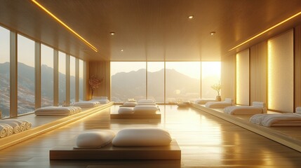 Relaxing Korean jjimjilbang spa featuring traditional heated rooms and tranquil ambiance at sunset