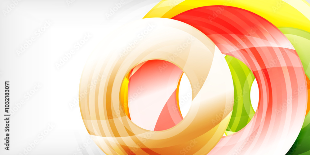 Poster bright colorful circles with light effects. abstract background