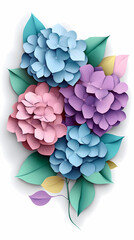 hydrangea flowers logo 3d vector papercut