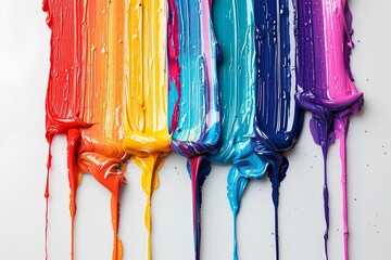 A number of different colors of paint on a white surface