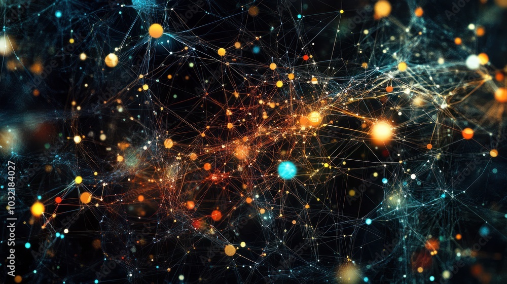 Aufkleber design an illustration that visualizes the expansion of a business network, using interconnected nod
