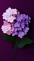 Obraz premium hydrangea flowers logo 3d vector papercut