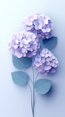 hydrangea flowers logo 3d vector papercut