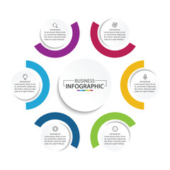 Business infographic template. 6 Step timeline journey. vector illustration