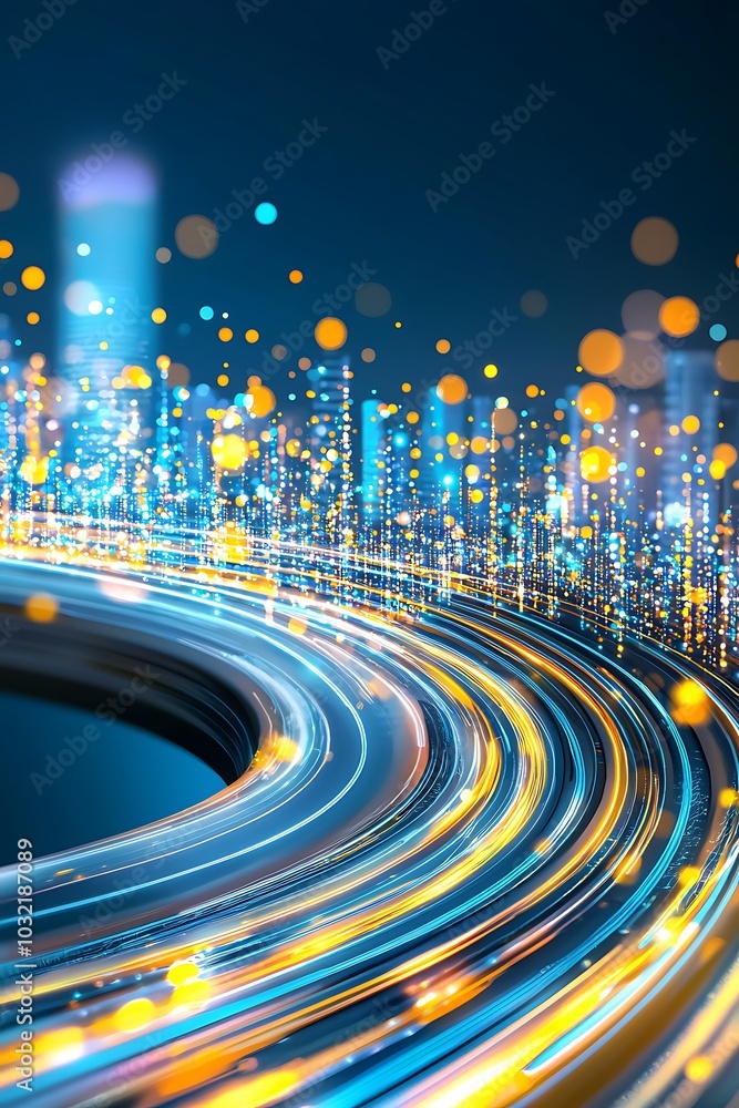 Aufkleber an abstract design showcasing glowing light trails in motion. the vibrant colors of blue and orange 