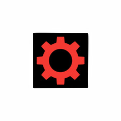 Red setting icon on black square vector illustration