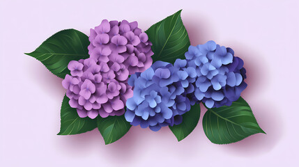 Obraz premium hydrangea flowers logo 3d vector papercut