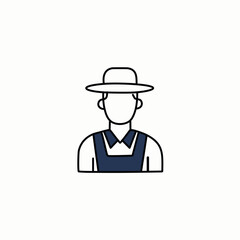Man black icon with flat hat vector illustration