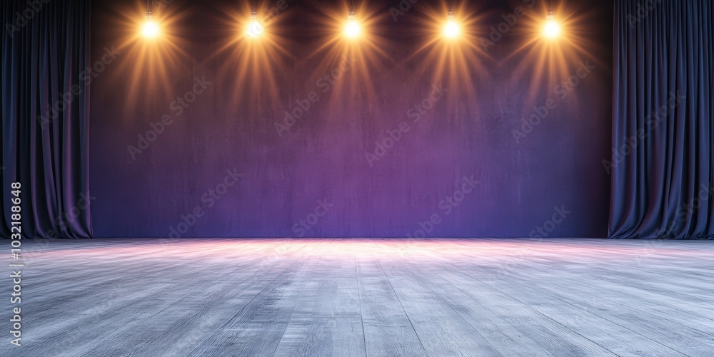 Wall mural Stage with Spotlight on Dark Background