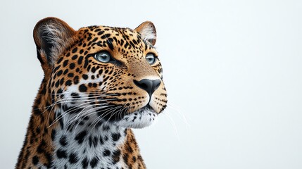 Obraz premium 3D leopard with fur raised, caught off guard, white background