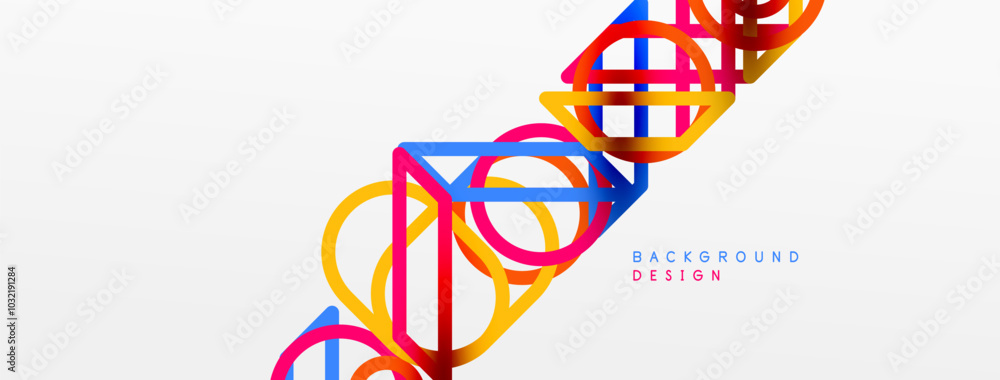 Poster Abstract background - colorful circle lines technology or business digital template