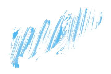 Isolated light blue brush stroke on transparent background.