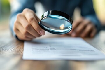 Invoice, bill or total amount to pay for service, charge for price calculation or finance payment system, accounting, quotation and receipt concept, businessman holding magnifier on invoice, Generativ