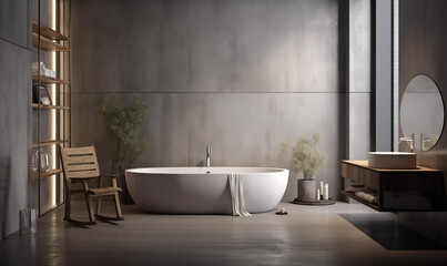 Beautiful spacious bathroom interior in a modern style. Can be used in various directions: design, printing, interior decoration, publishing, etc.