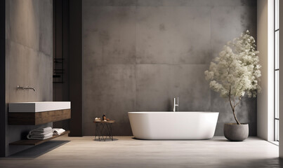 Beautiful spacious bathroom interior in a modern style. Can be used in various directions: design, printing, interior decoration, publishing, etc.