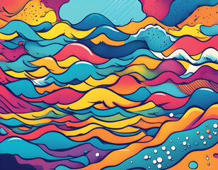 Fototapeta premium colorful ocean with cool isolated pop art style background