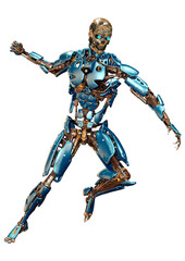 3D Rendering Male Robot on White