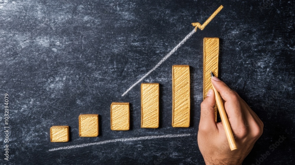 Aufkleber hands sketching a progress chart with multiple goal points, symbolizing incremental steps toward pro