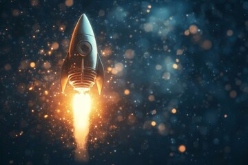 Innovation to launch new idea, entrepreneurship or startup, creativity to begin business or breakthrough idea concept, innovative rocket launch flying, Generative AI