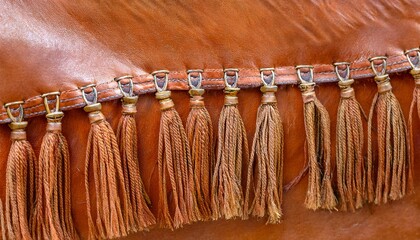 fringing detail on leather armitas specially designed for rancho use. generative ai