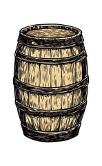 透明な背景 PNG、ビンテージ木樽のシンボル、素朴な保存容器のグラフィックに分離された木樽のアイコン イラスト ベクトル