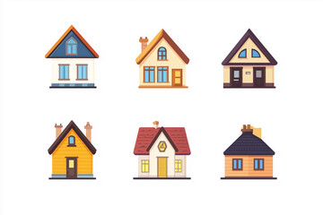 collection of houses with different styles and colors. Some are small and some are large. The houses are all lined up in a row