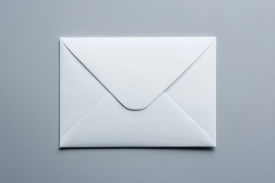 A simple white envelope lying flat on a smooth gray surface, symbolizing communication and correspondence.