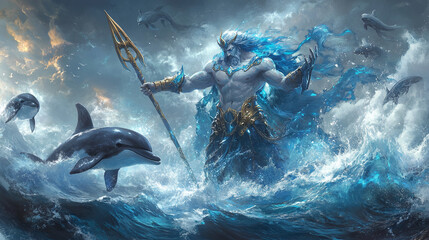 Poseidon, god of the seas and water, Greek mythology, the Olympian kingdom