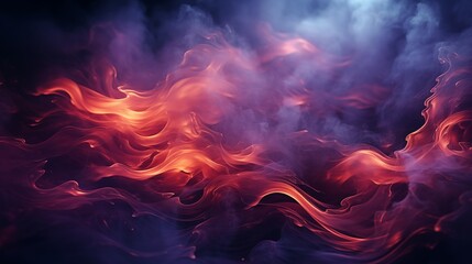 Fototapeta premium Mystical mist. Swirling smoke in dark and light symphony. Fluid fantasia. Abstract dance of fog and light on floor with black background