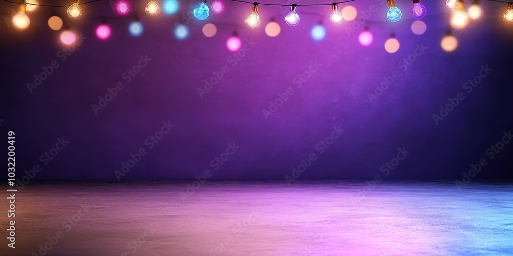 Poster vibrant string lights in a colorful background