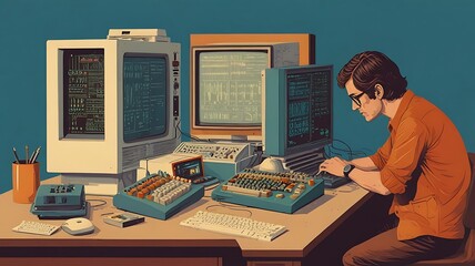 Throwback to the 70s Man Coding