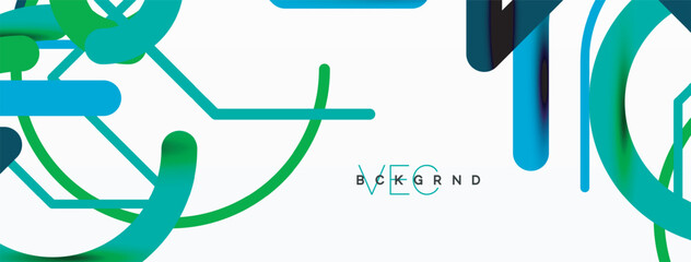 Abstract background. Circles and colorful round shape lines. Linear geometric minimal design