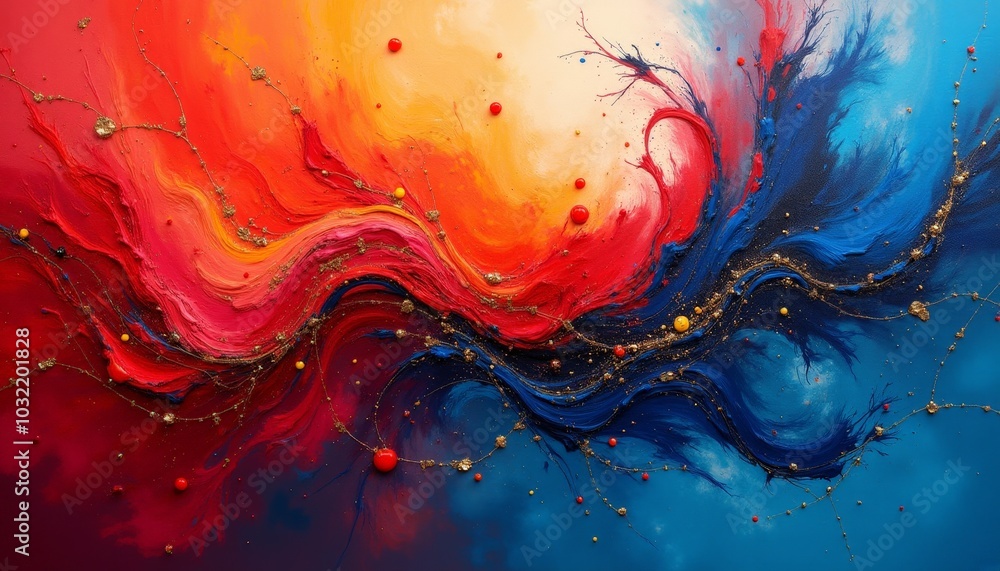 Aufkleber bold swirls of vivid colors intertwine, creating a dynamic flow that captures the essence of energy 