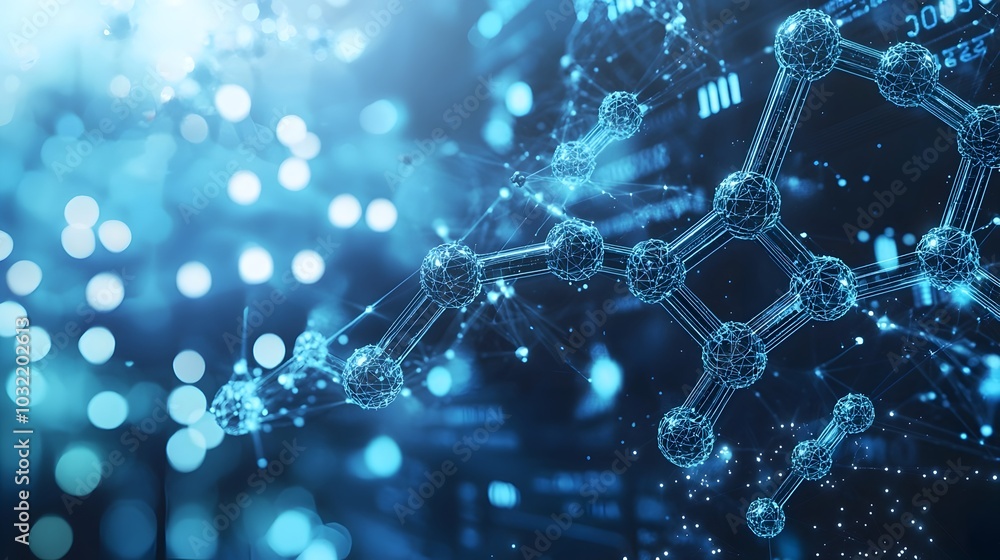 Aufkleber abstract molecular and data structure in virtual pharmaceutical innovation environment powered by