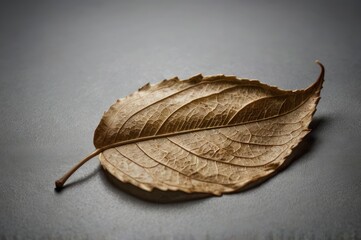 Dry Autumn Leaf on Smooth Surface - Natural Texture with Soft Light and Shadow