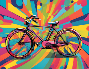 Fototapeta premium colorful bicycle with cool isolated pop art style background