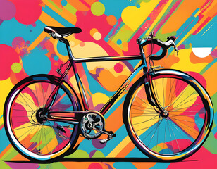 Fototapeta premium colorful bicycle with cool isolated pop art style background