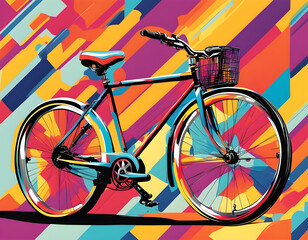Fototapeta premium colorful bicycle with cool isolated pop art style background