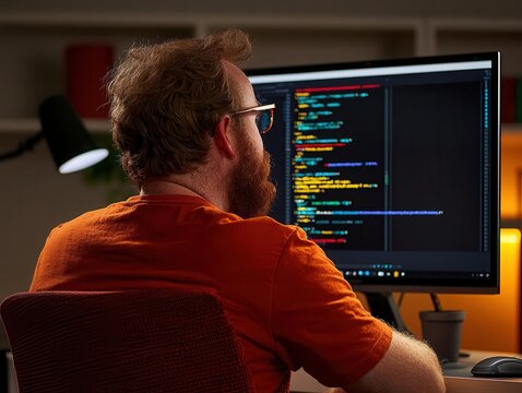 Back-end programmer writing server-side code in languages like Java or Nodejs, programmer, back-end development