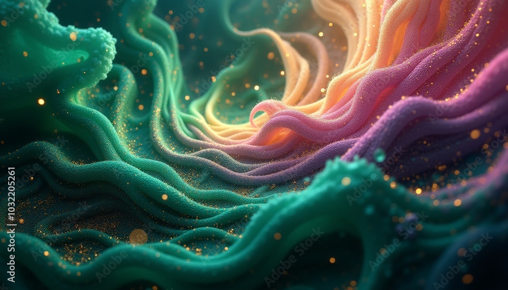 Poster delicate, swirling forms create a mesmerizing tapestry of colors, with soft waves flowing seamlessly
