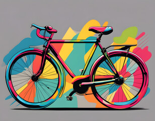 Fototapeta premium colorful bicycle with cool isolated pop art style background