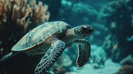Fototapeta premium Close-up of a sea turtle