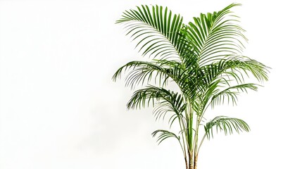 Obraz premium Tall Palm Oil Tree with Vibrant Green Leaves on Clean White Background